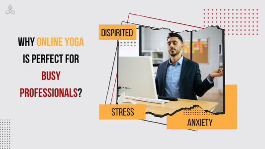Professional doing online yoga for stress relief at his desk while working