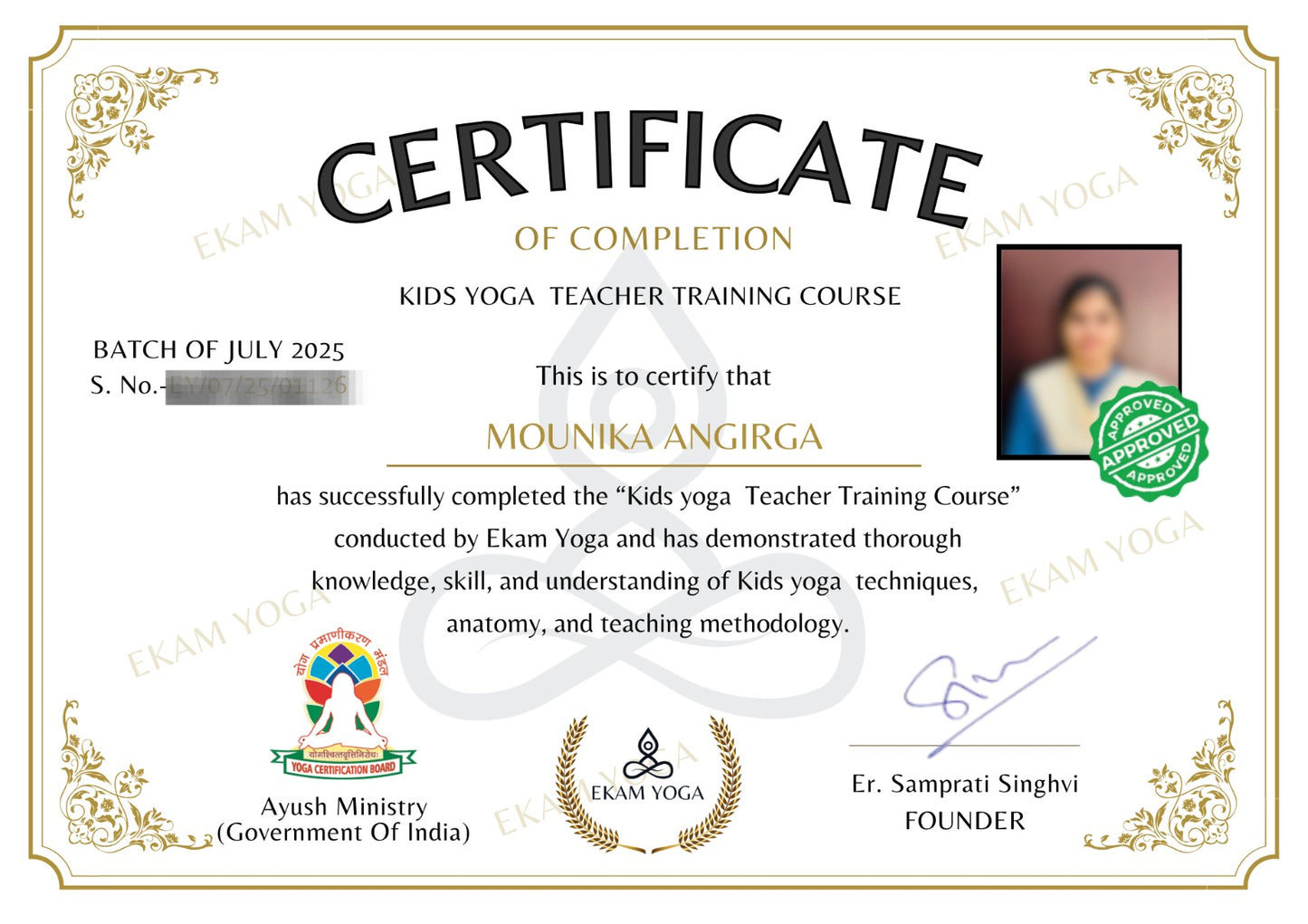 Yoga Teacher Training Course Certification